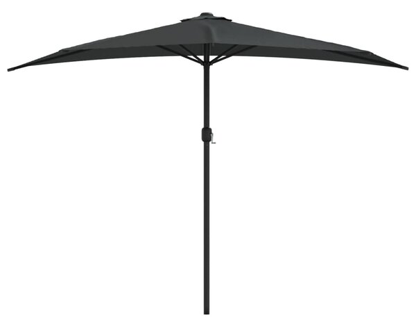 Slunečník na balkon hliníková tyč antracitový 300x155cm půlkruh