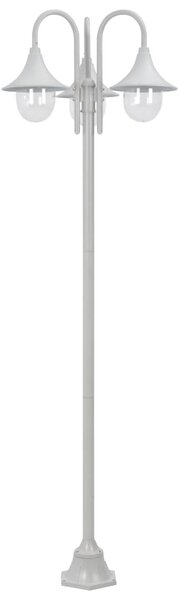 Zahradní sloupová lampa 3 ramena E27 220 cm hliník bílá