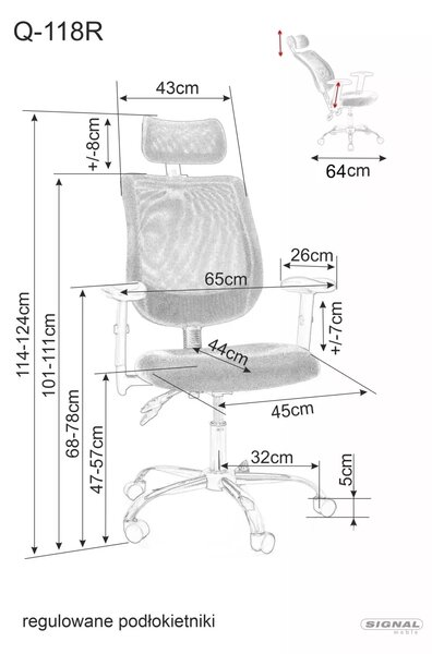 QUADRO 118 R kancelářské křeslo, šedá