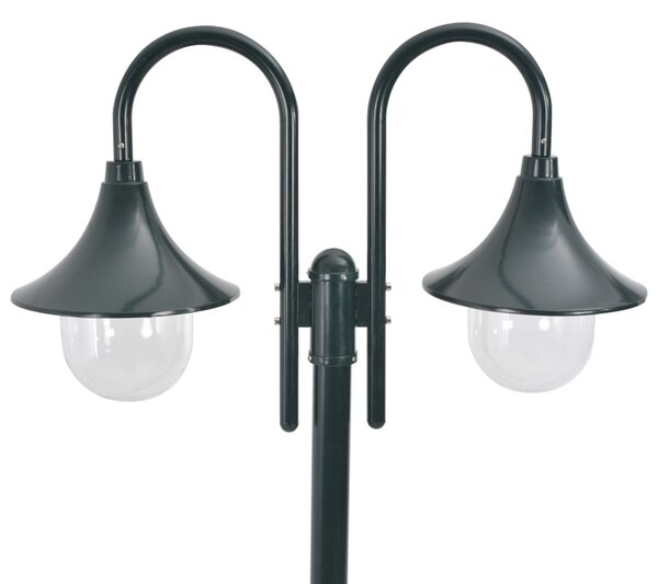 Zahradní sloupová lampa 2 ramena E27 220 cm hliník tmavě zelená