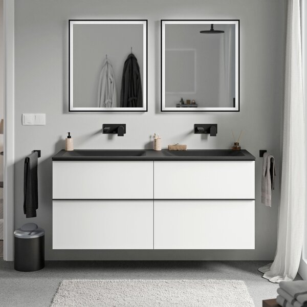 Koupelnová skříňka LAVOA 120 cm s umyvadlem z minerálního odlitku CREAM - možnost volby barvy