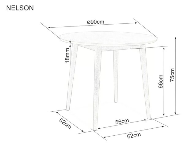 Jídelní stůl NELSON s deskou v dekoru dub medový 90X90