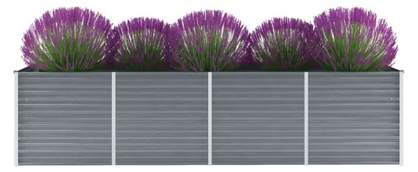 Vyvýšený záhon pozinkovaná ocel 320 x 80 x 77 cm šedý