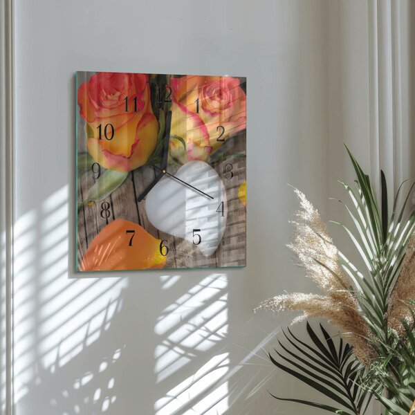 Skleněné hodiny na stěnu Srdce zskc-30x30-00178544