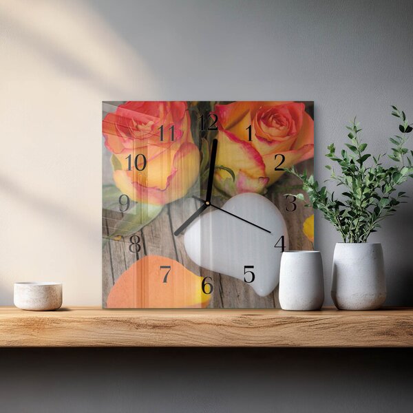 Skleněné hodiny na stěnu Srdce zskc-30x30-00178544