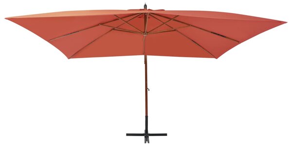 Boční zahradní slunečník s dřevěnou tyčí 400x300 cm terakotový