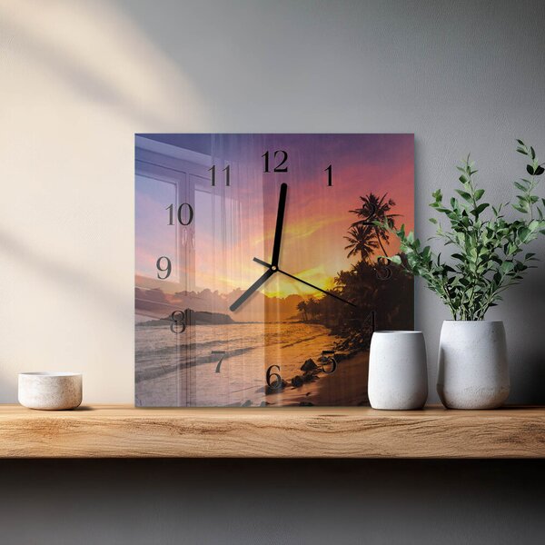 Skleněné hodiny na stěnu Západ slunce zskc-30x30-00178196