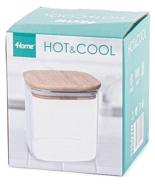 4Home Skleněná dóza na potraviny s víkem Bamboo, 550 ml, 550 ml