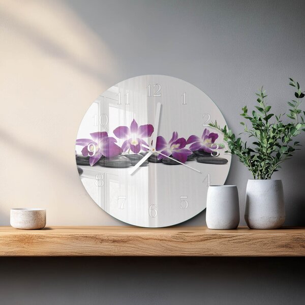 Skleněné hodiny na stěnu Orchidej zsob-fi30-00080201