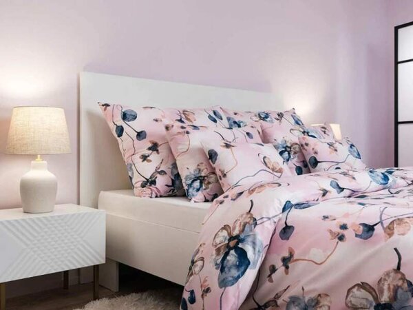 Povlečení krep Bloom elegance pudrová 140x200, 70x90 cm