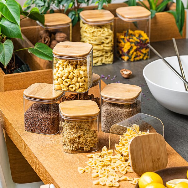 4Home Skleněná dóza na potraviny s víkem Bamboo, 550 ml, 550 ml