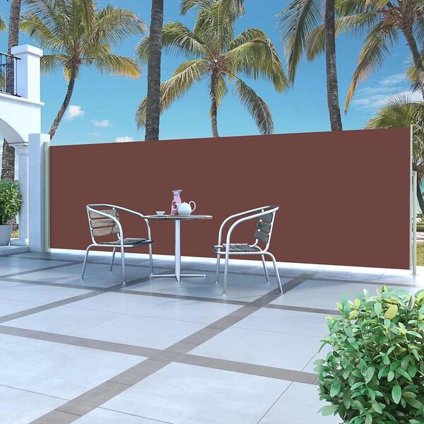 Zatahovací boční markýza / zástěna 160 x 500 cm hnědá