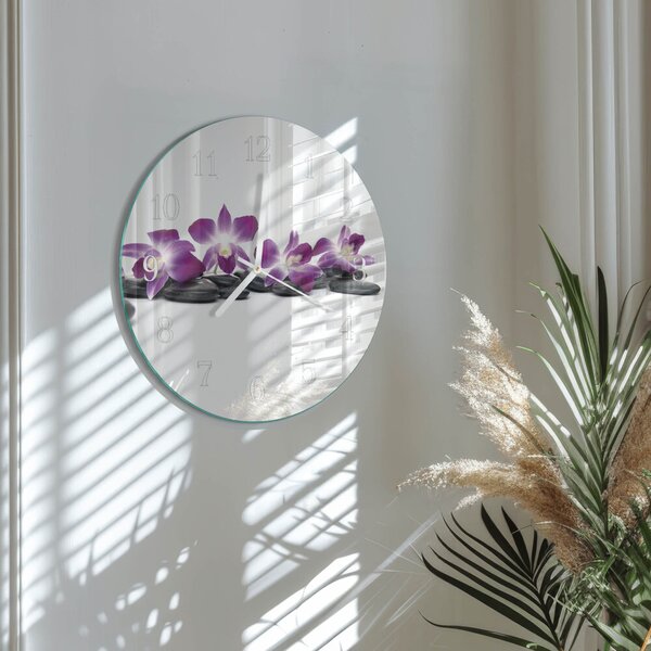 Skleněné hodiny na stěnu Orchidej zsob-fi30-00080201