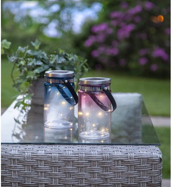 Venkovní solární lucerna Star Trading Tint Lantern Pink, výška 15 cm