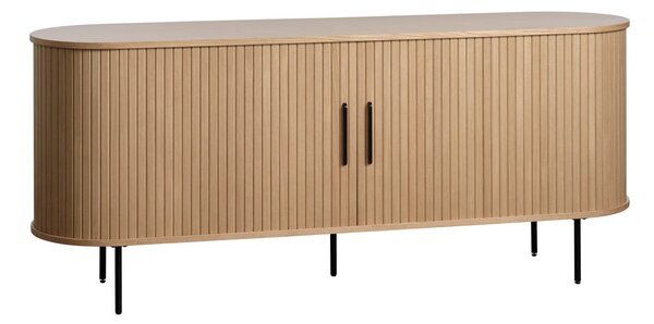 Nízká komoda v dekoru dubu s posuvnými dveřmi v přírodní barvě 76x180 cm Nola – Unique Furniture