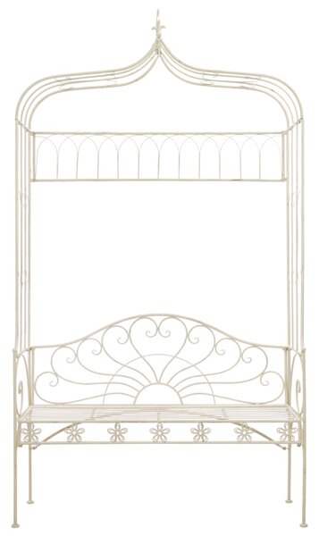 Zahradní lavice 122 cm železná starožitná bílá
