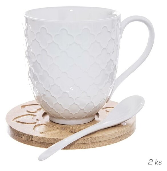 Orion Sada porcelánového šálku s podšálkem a lžičkou Bambu, 2 ks