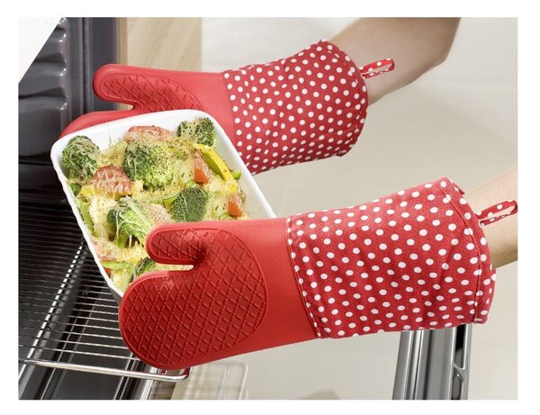 Sada 2 červených silikonových chňapek Wenko Oven