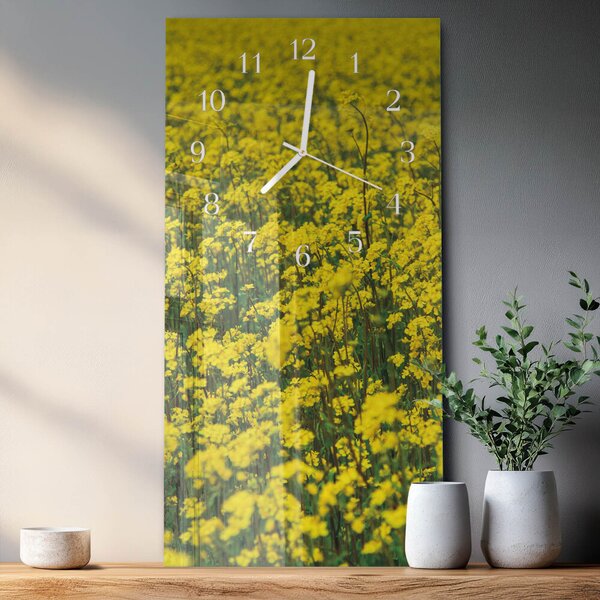 Skleněné hodiny vertikální Pole květin zsppb-30x60-00083275
