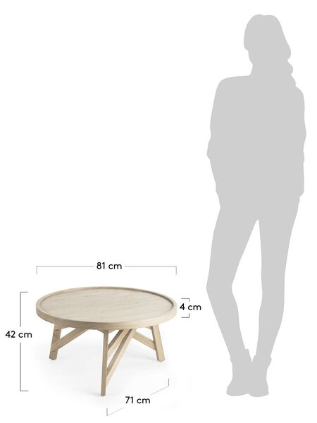 Konferenční stolek ze dřeva mindi Kave Home Thais, ø 80 cm