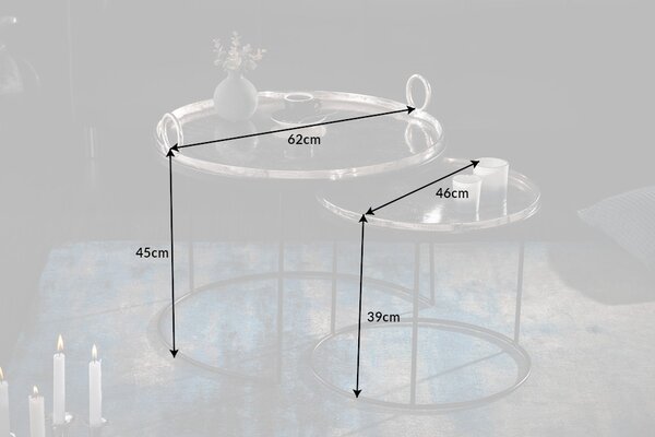 Konferenční stolek ELEMENT ORIENT 2set - stříbrná