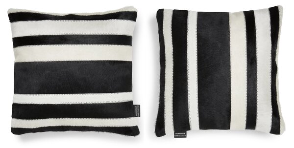 Skinnwille Home Collection Polštář hovězí kůže Stripy, černobílý, 45x45 cm