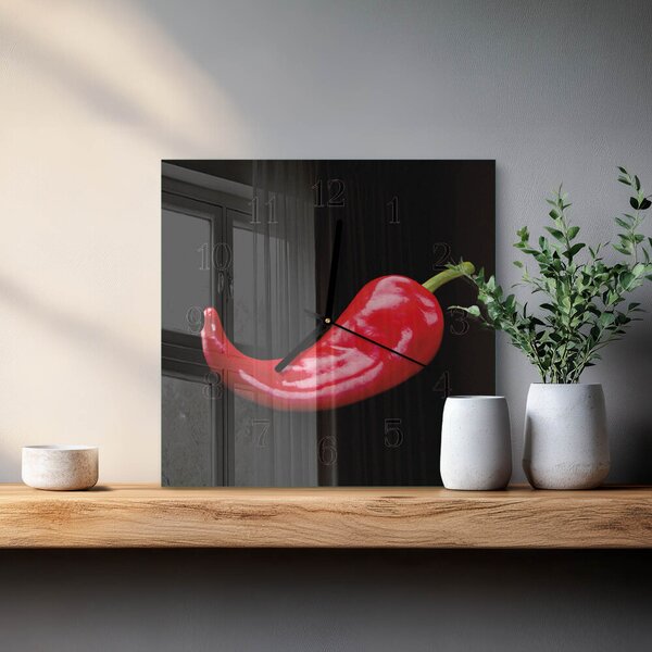 Skleněné hodiny na stěnu Chilli papričky zskc-30x30-00180418