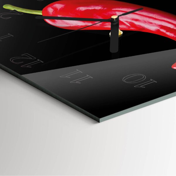 Skleněné hodiny na stěnu Chilli papričky zskc-30x30-00180418