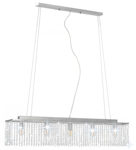 Stropní lampa s křišťálovými korálky stříbrná 104 cm E14