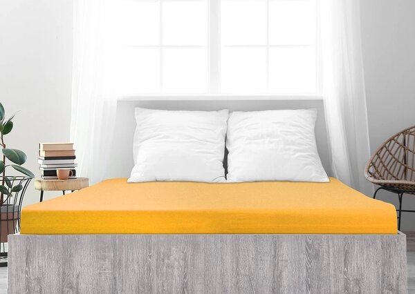 Jersey prostěradlo z mako bavlny LUXORA 180x200 cm žluté