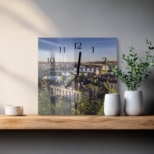 Skleněné hodiny na stěnu Praha zskc-30x30-00177875