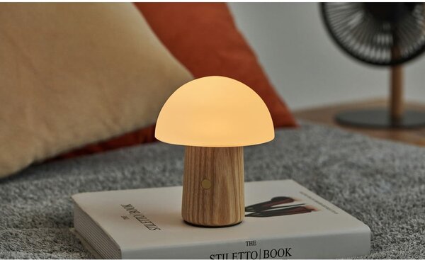Stmívatelná stolní lampa v přírodní barvě se skleněným stínidlem (výška 13 cm) Alice – Gingko