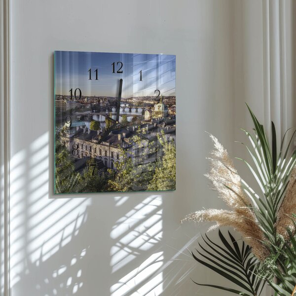 Skleněné hodiny na stěnu Praha zskc-30x30-00177875