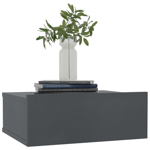 Nástěnný noční stolek Miracle - šedý | 40x30x15 cm