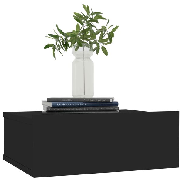 Nástěnný noční stolek Miracle - černý vysoký lesk | 40x30x15 cm