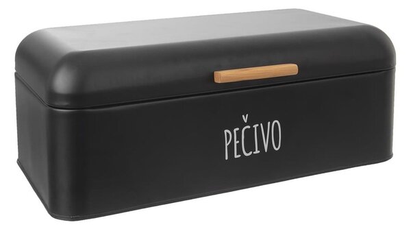 Černá plechová dóza na pečivo s bambusovým madlem Orion