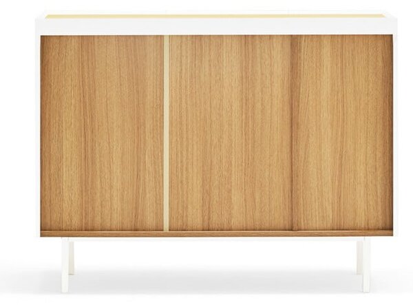 Bílá nízká komoda v dekoru dubu 110x85 cm Arista – Teulat