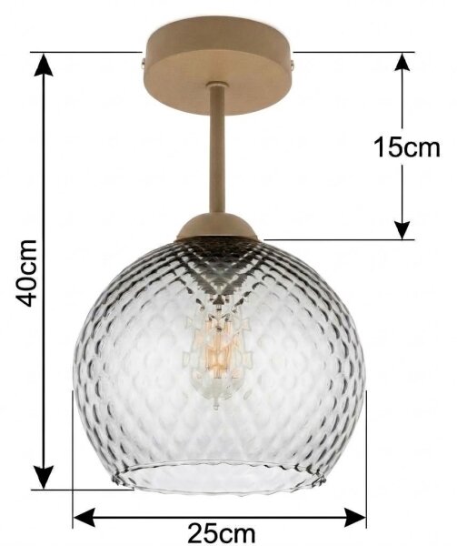 BRILAGI - LED Přisazený lustr R GLASS 1xE27/60W/230V pr. 25 cm béžová/kouř šedá