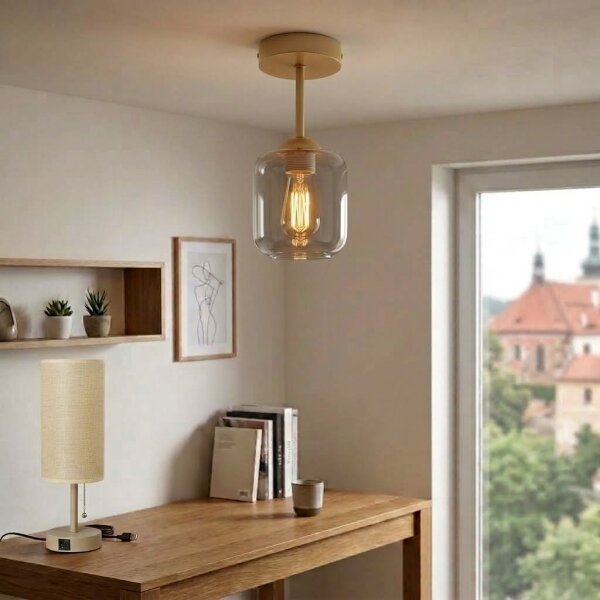 BRILAGI - LED Přisazený lustr R GLASS 1xE27/60W/230V pr. 14 cm béžová/kouř šedá