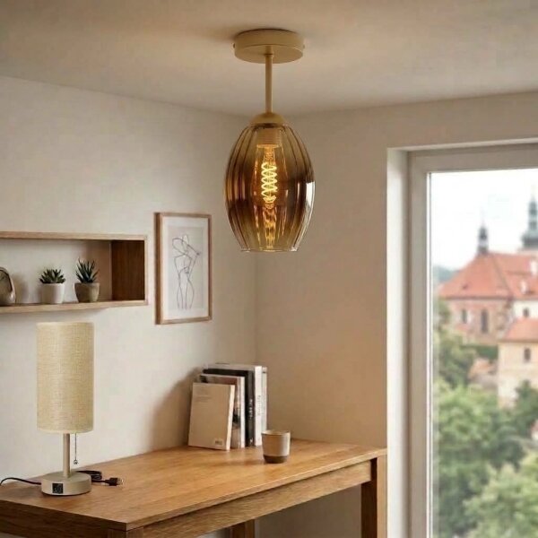 BRILAGI - LED Přisazený lustr R GLASS 1xE27/60W/230V pr. 17cm béžová/kouř béžová