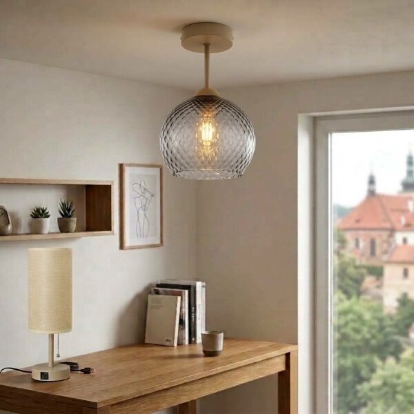 BRILAGI - LED Přisazený lustr R GLASS 1xE27/60W/230V pr. 25 cm béžová/kouř šedá