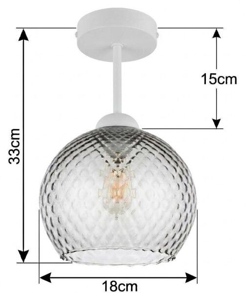BRILAGI - LED Přisazený lustr R GLASS 1xE27/60W/230V pr. 18 cm bílá/kouř šedá