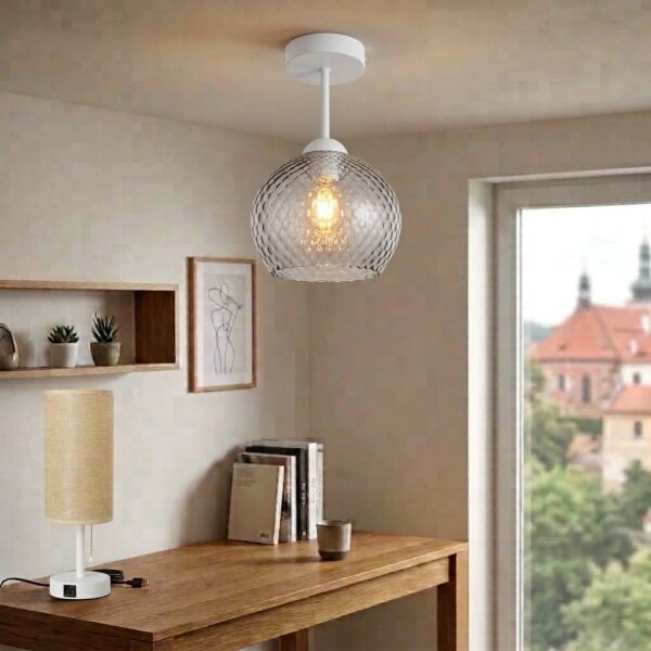 BRILAGI - LED Přisazený lustr R GLASS 1xE27/60W/230V pr. 18 cm bílá/kouř šedá