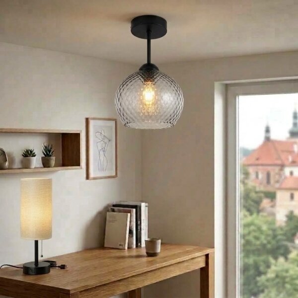 BRILAGI - LED Přisazený lustr R GLASS 1xE27/60W/230V pr. 18 cm černá/kouř šedá
