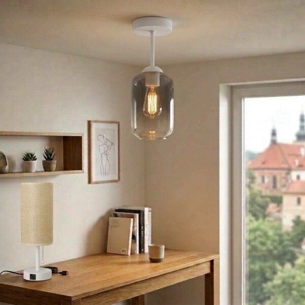 BRILAGI - LED Přisazený lustr R GLASS 1xE27/60W/230V pr. 14 cm bílá/kouř šedá