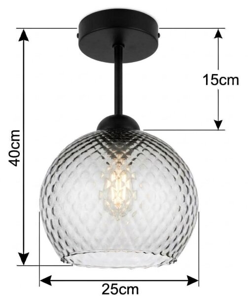 BRILAGI - LED Přisazený lustr R GLASS 1xE27/60W/230V pr. 25 cm černá/kouř šedá