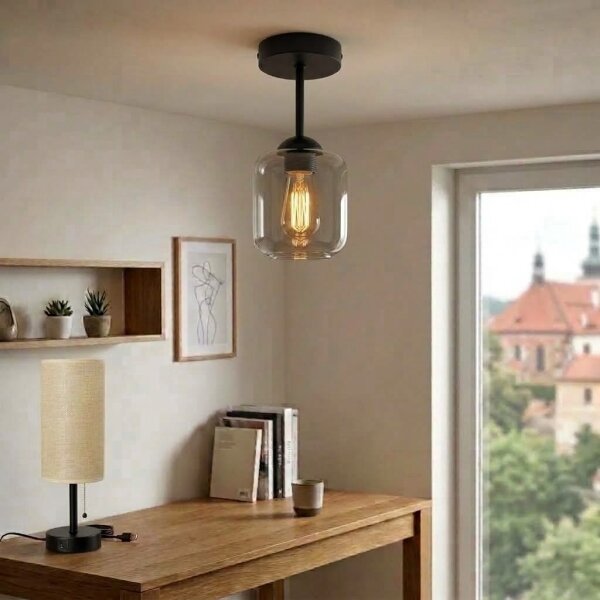 BRILAGI - LED Přisazený lustr R GLASS 1xE27/60W/230V pr. 14 cm černá/kouř šedá