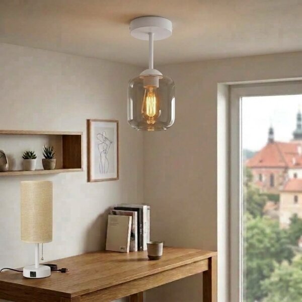 BRILAGI - LED Přisazený lustr R GLASS 1xE27/60W/230V pr. 14 cm bílá/kouř šedá