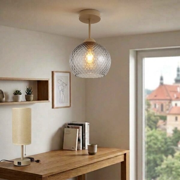 BRILAGI - LED Přisazený lustr R GLASS 1xE27/60W/230V pr. 18 cm béžová/kouř šedá