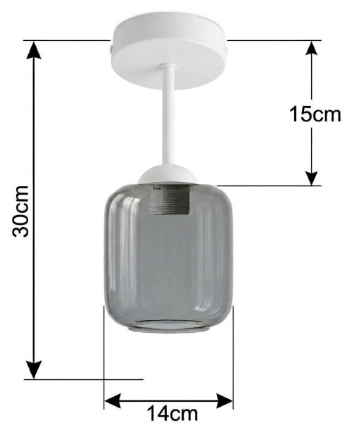 BRILAGI - LED Přisazený lustr R GLASS 1xE27/60W/230V pr. 14 cm bílá/kouř šedá